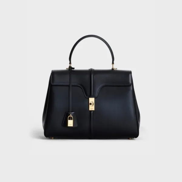 Celine Classique 16 Bag in satinated calfskin Black 