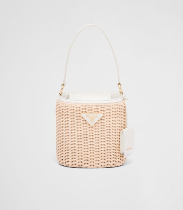 Prada Wicker and canvas bucket bag