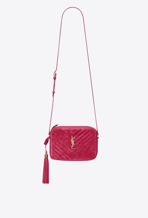 YSL lou camera bag in quilted suede and smooth leather