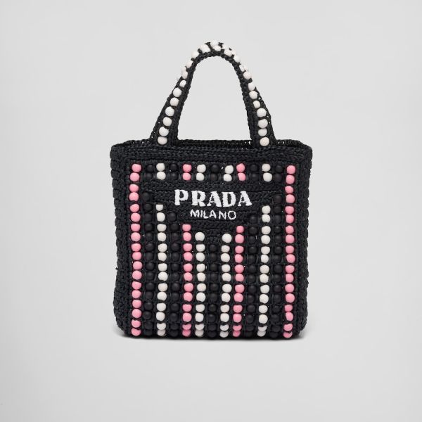 Prada Raffia-and-wood tote bag