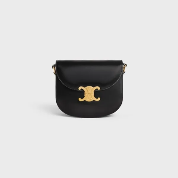 Celine Teen Besace Triomphe in shiny calfskin Black 