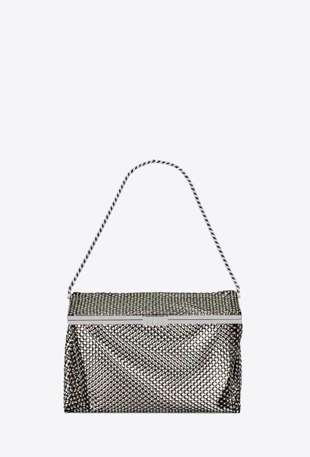 YSL fanny medium chain bag in mesh with rhinestones