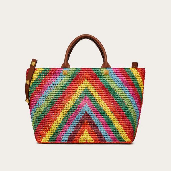 Valentino SUMMER TOTE IN MULTICOLORED RAFFIA 